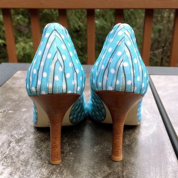 VTG V.O.Z Polka Dot Mesh & Leather High Heel Pumps - Picture 4 of 8